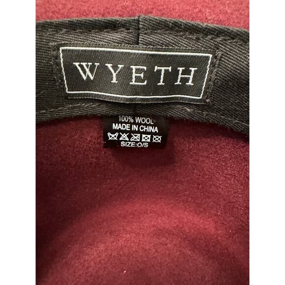 WYETH Wine Fedora Hat with White Leather Trim Accent